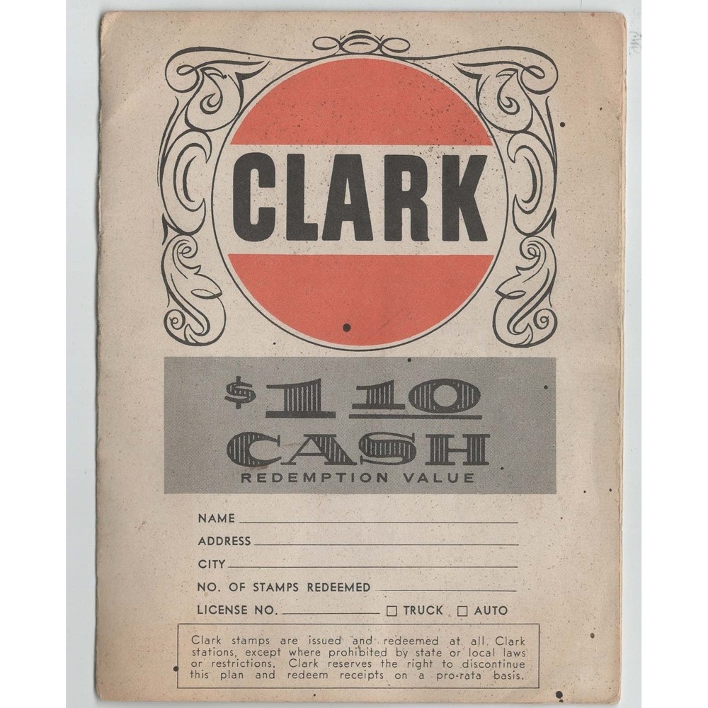 Vintage 1954 Clark Oil Super Clark Stamp Redemption Booklet Milwaukee Wisconsin - Picture 1 of 4